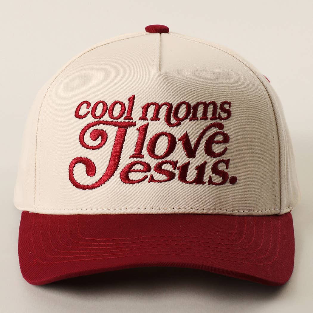 COOL MOMS LOVE JESUS Embroidery Two-Tone Trucker Hat