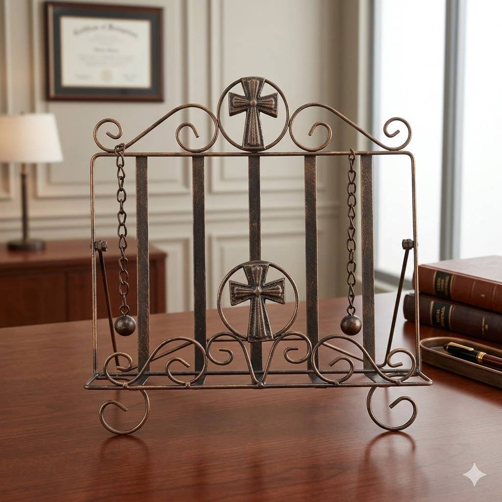 METAL CAST IRON CROSS BOOK EASEL