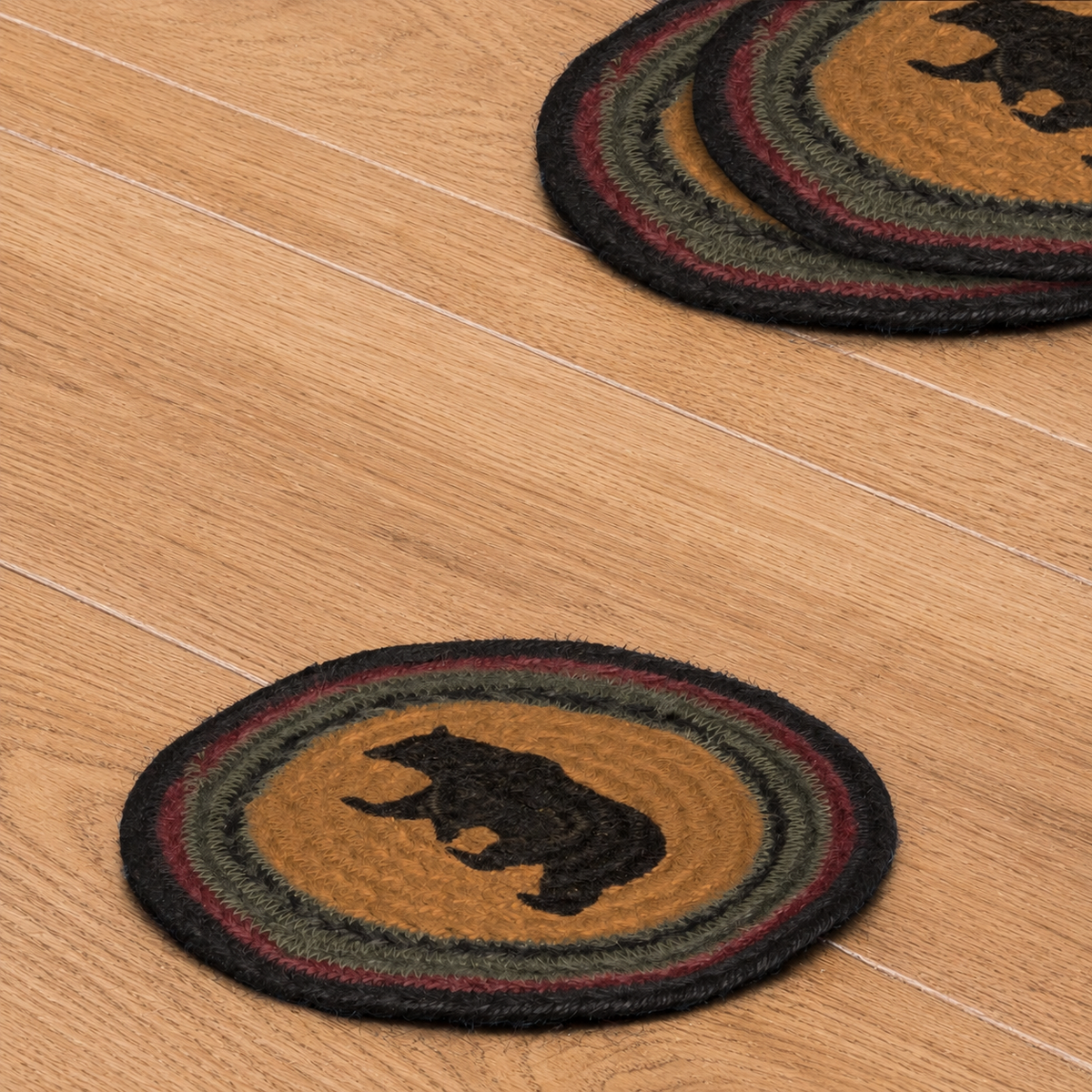 Stenciled Bear Braided Jute Trivet Hot Pad 8 Set of 3 Wyatt