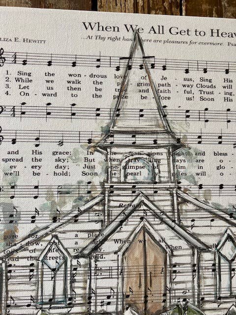 Old church song print, Church wall art, Spiritual home decor