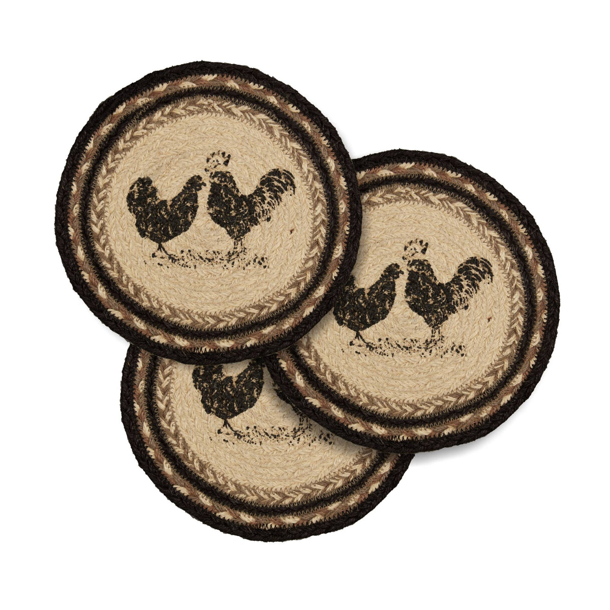 Sawyer Mill Charcoal Poultry Jute Trivet 8 inch Set of 3