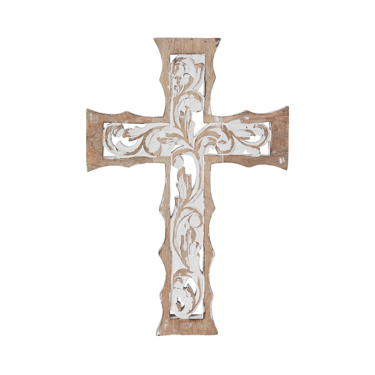 Distressed White Wooden Cross Farmhouse Wall Decor 18x12