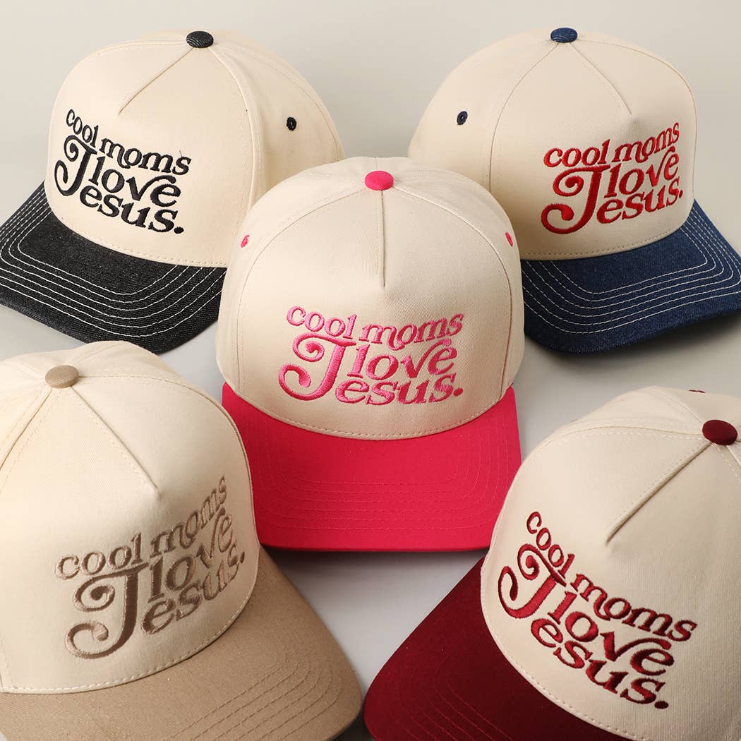 COOL MOMS LOVE JESUS Embroidery Two-Tone Trucker Hat