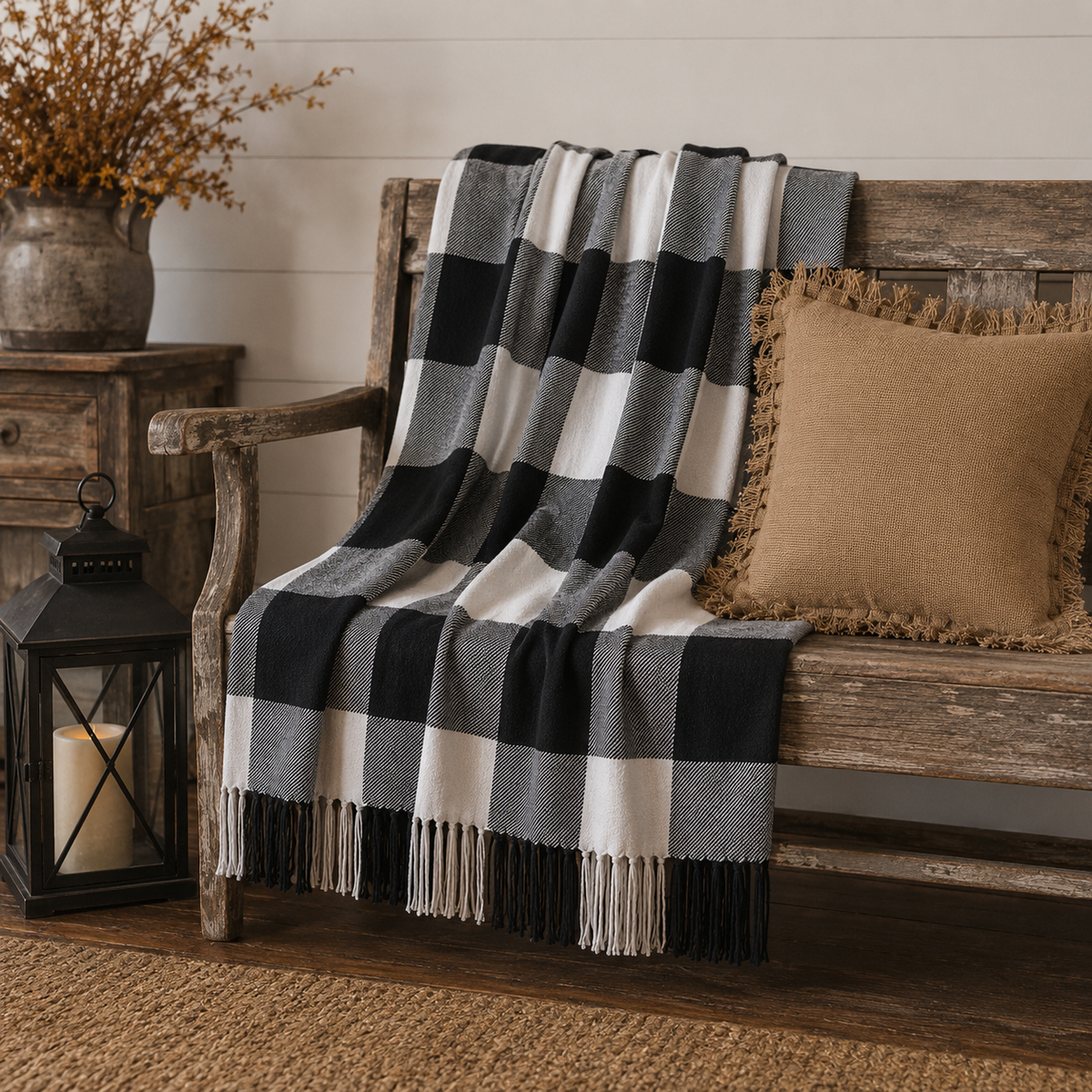 Black Buffalo Check Throw Blanket 50x60 Farmhouse