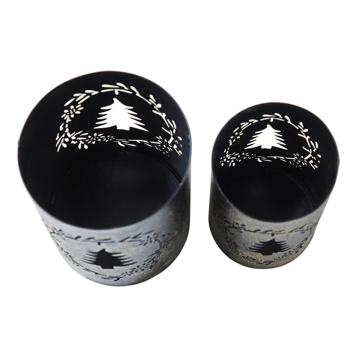Wreath &amp; Tree Metal Candle Holder Christmas Decor Set 2pc