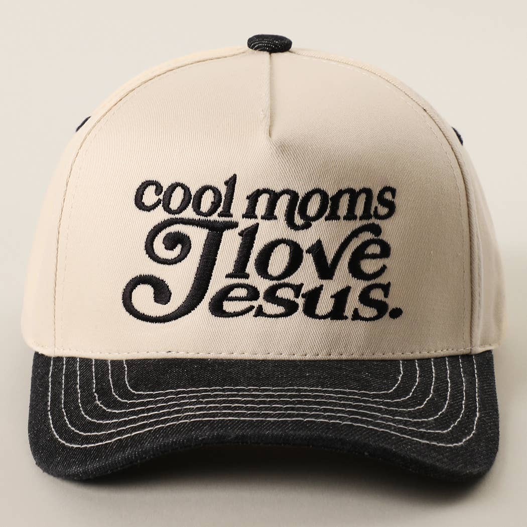 COOL MOMS LOVE JESUS Embroidery Two-Tone Trucker Hat