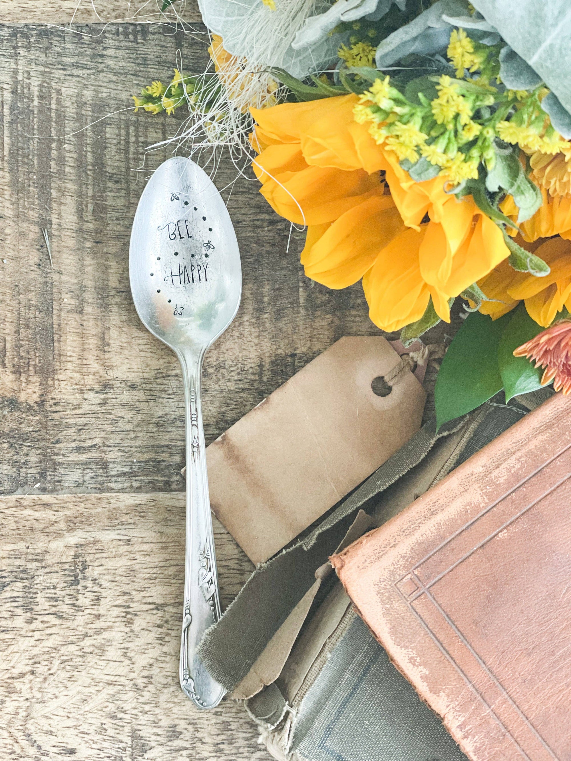 Bee Happy Vintage Stamped Spoon