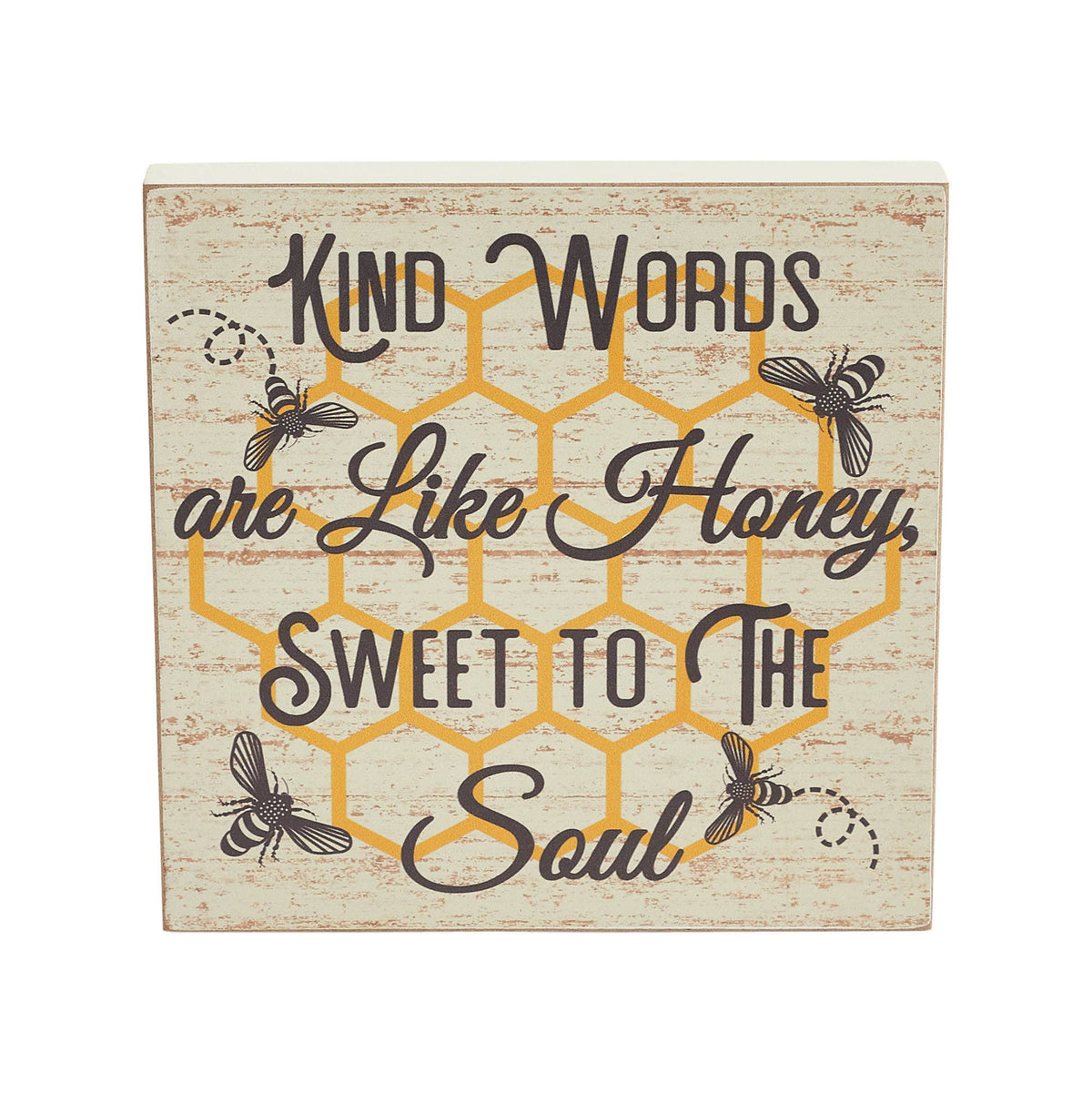 Buzzy Bees Kind Words MDF Block Sign 8x8