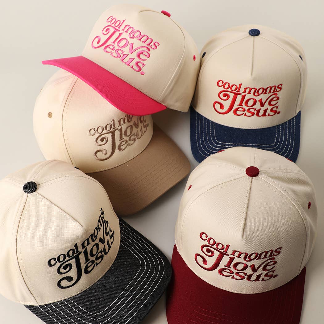 COOL MOMS LOVE JESUS Embroidery Two-Tone Trucker Hat
