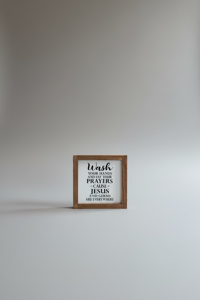 Wash, Pray, Repeat Rustic Sign