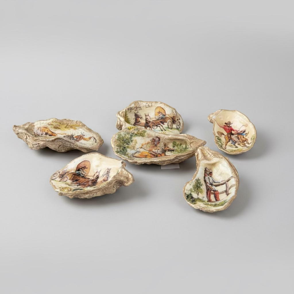 Prairie Stories Vintage Oyster Shell Trinket Set