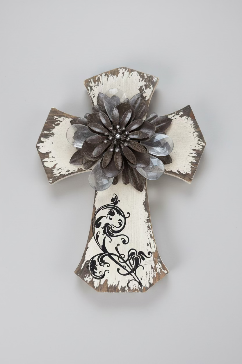 Shabby Chic Decorative Cross Wall Accent