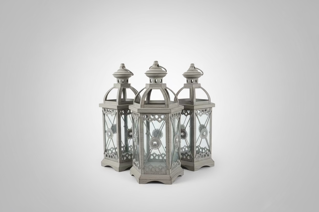 Antique Shabby Chic Lantern Trio Set