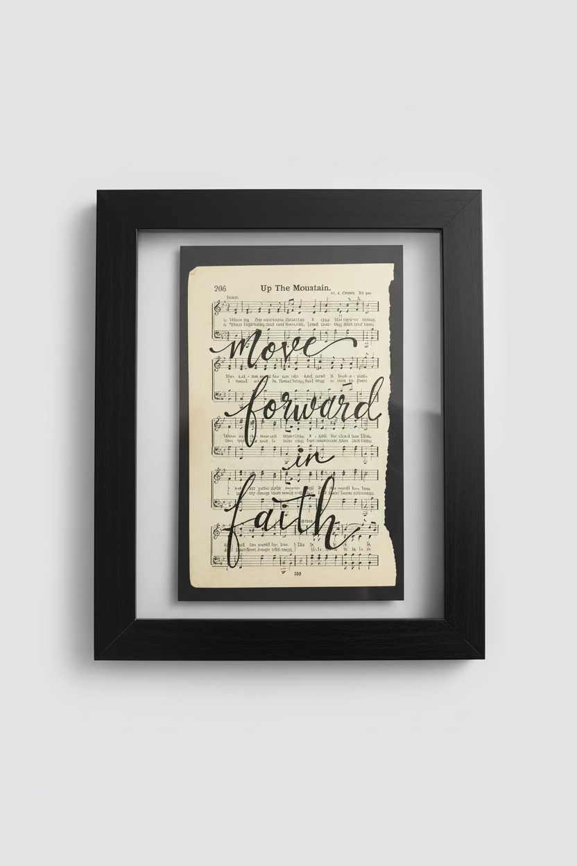 Move Forward in Faith – Vintage Hymnal Wall Art 8x10
