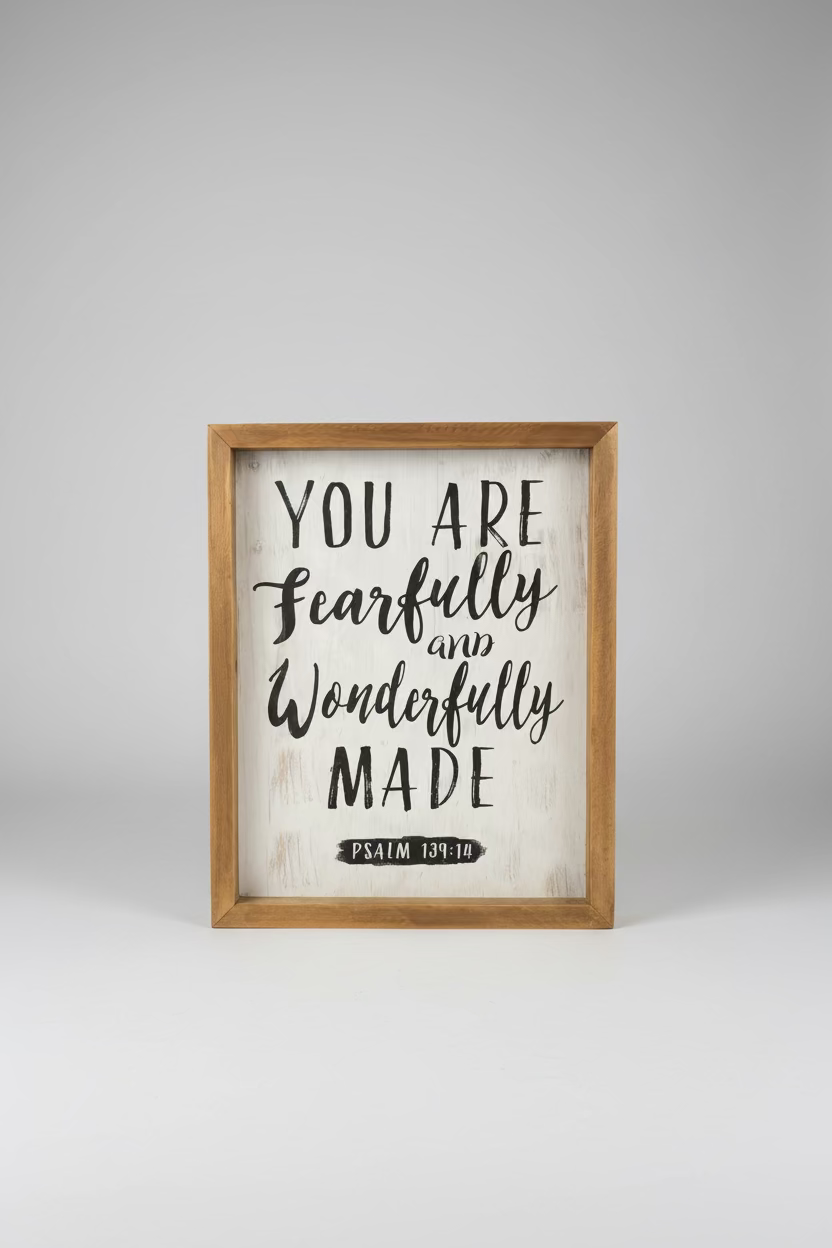 "Fearfully and Wonderfully Made" Framed Scripture Sign