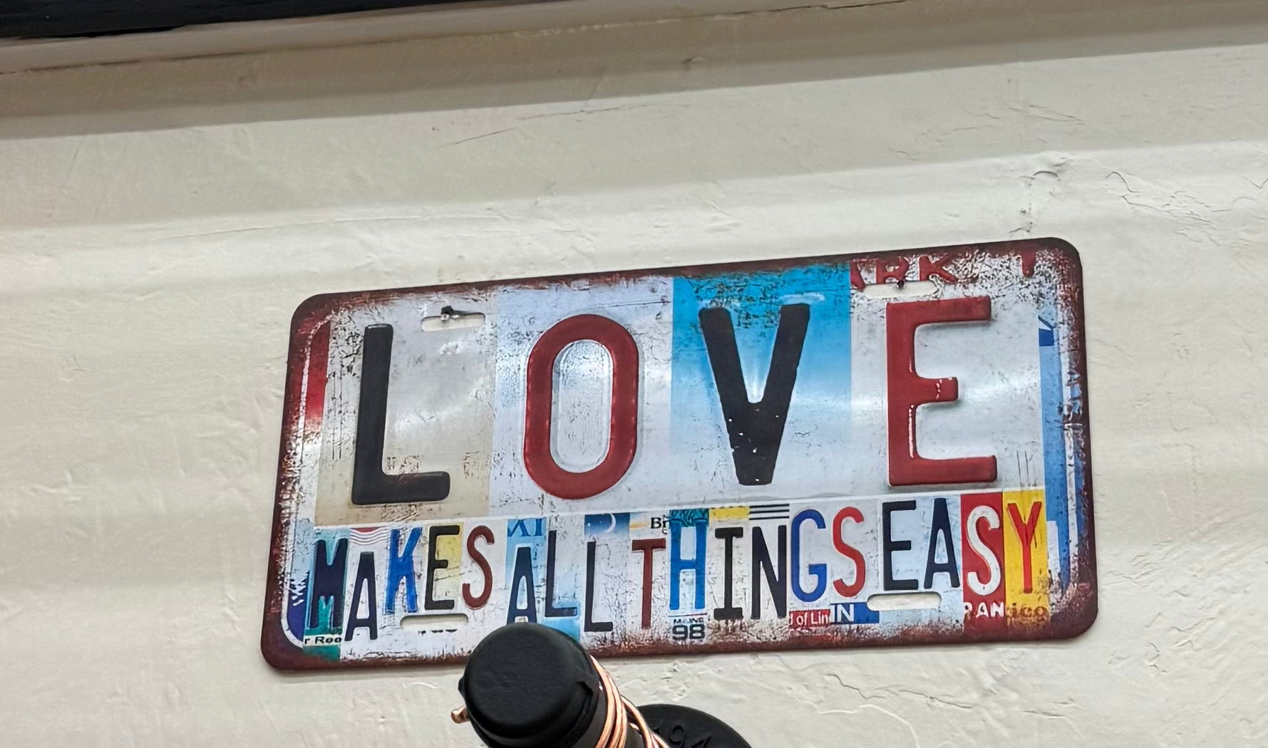 “Love Makes All Things Easy” &amp;amp; “Hope Makes All Things Work” License Plate Wall Art