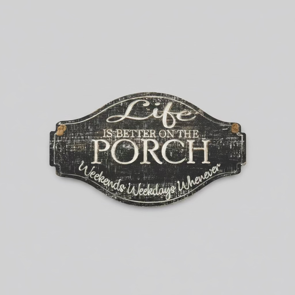 “Life Is Better on the Porch” Rustic Wall Sign