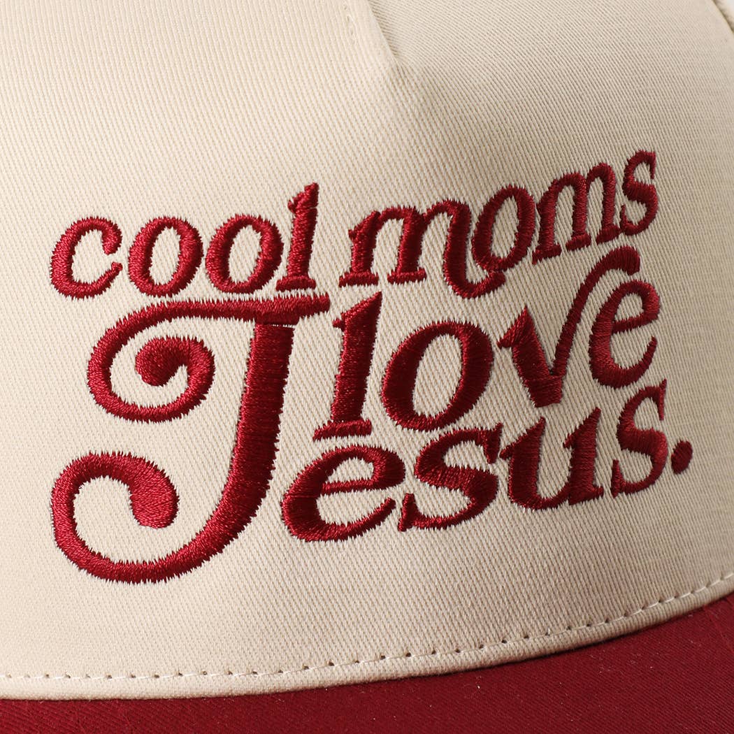 COOL MOMS LOVE JESUS Embroidery Two-Tone Trucker Hat