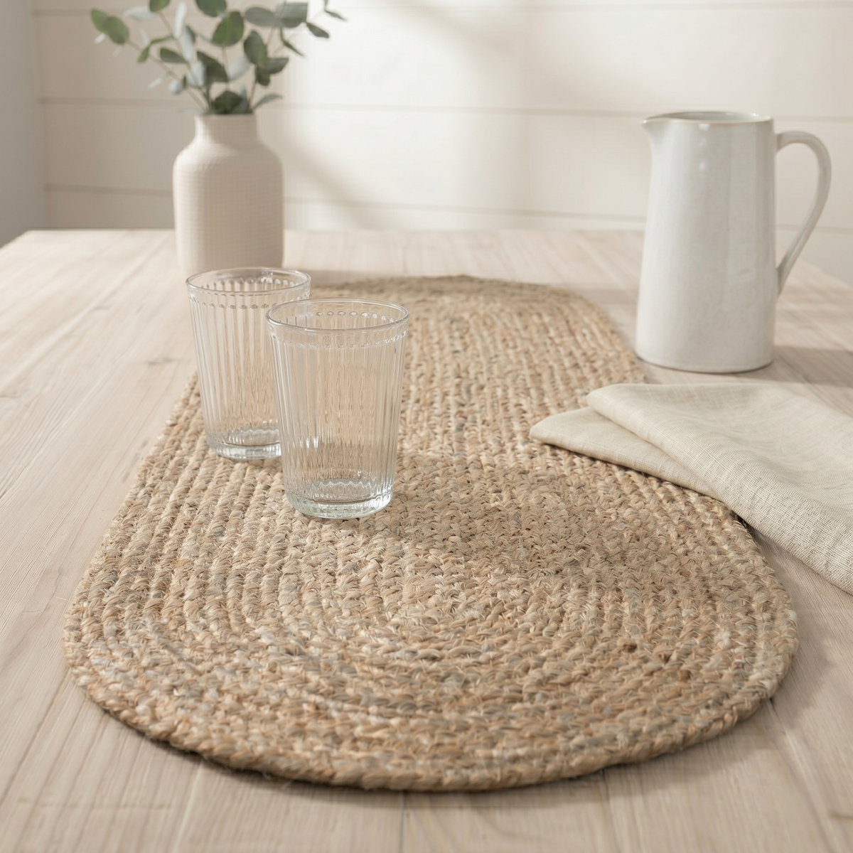 Natural Braided Oval Jute Runner 13x48