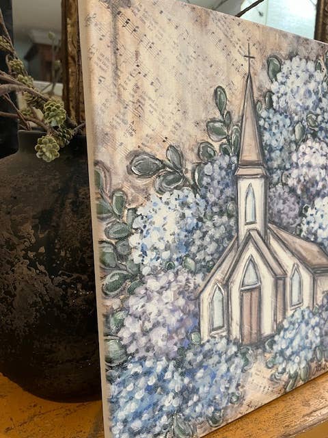 Blue Floral Canvas art print, Christian home decor, Wall art