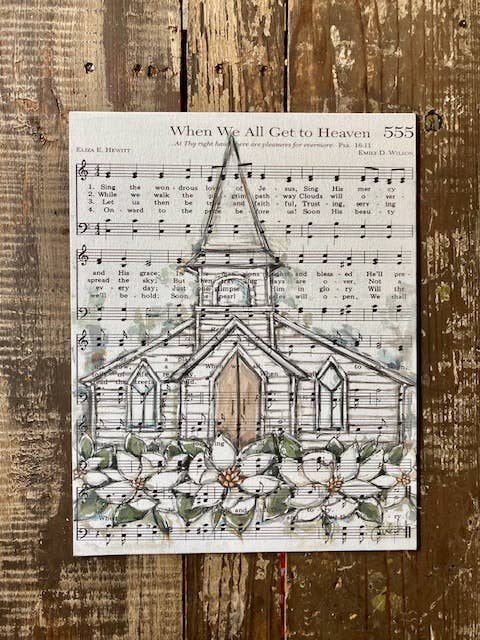 Old church song print, Church wall art, Spiritual home decor