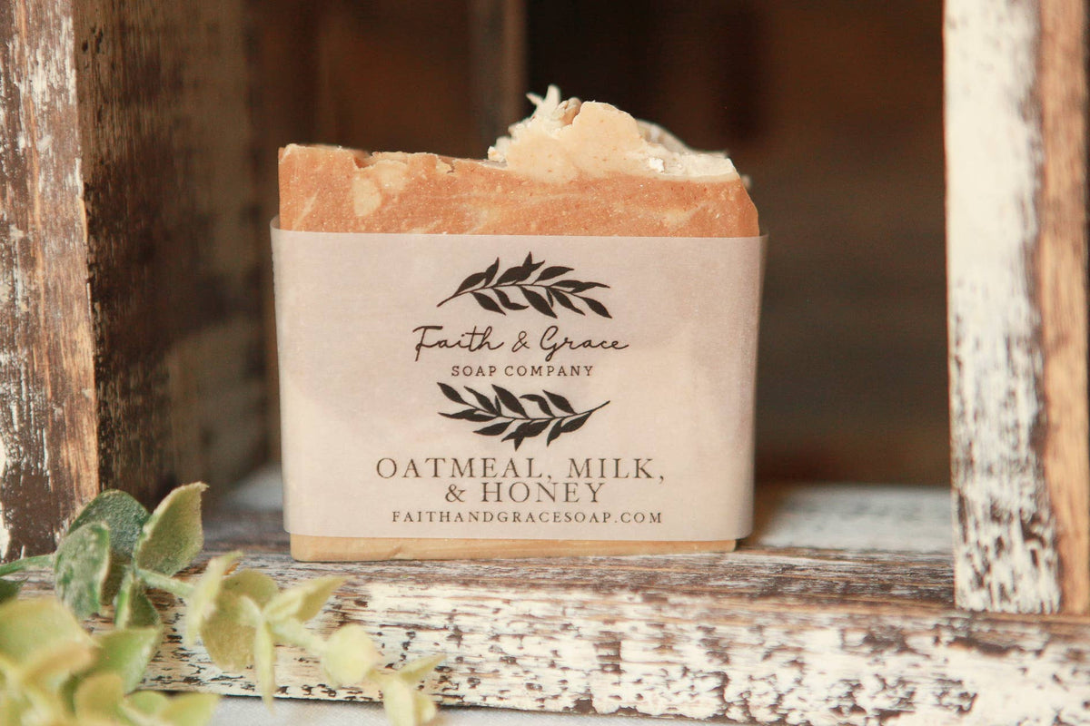 Oatmeal, Goats Milk &amp; Honey Cold Process Bar Soap, 4 oz.
