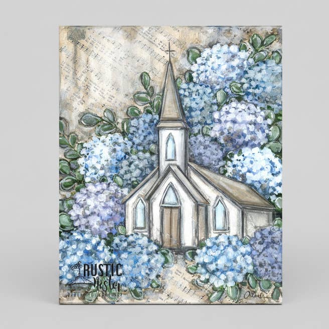 Blue Floral Canvas art print, Christian home decor, Wall art