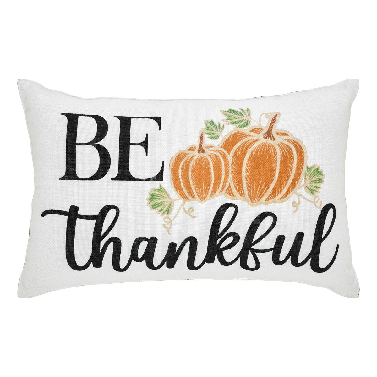 Pumpkin Throw Pillow 14x22 Annie Black Check Be Thankful