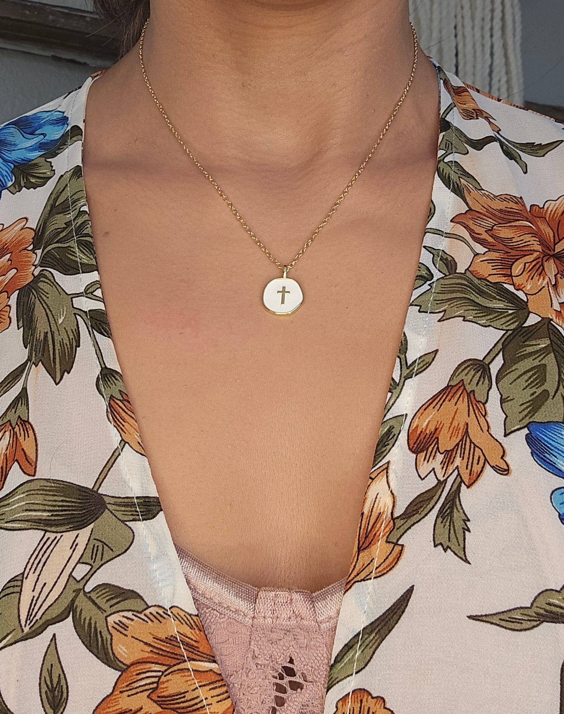 18K Gold Plated Cross Pendant Necklace, Christian Jewelry