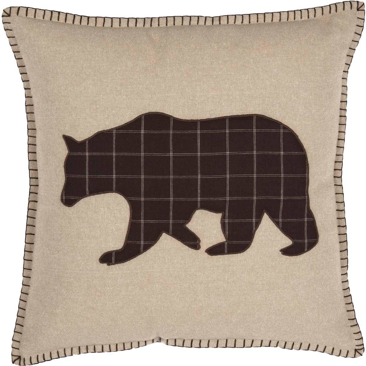 Applique Bear Throw Pillow Wyatt Rustic Decor 18”