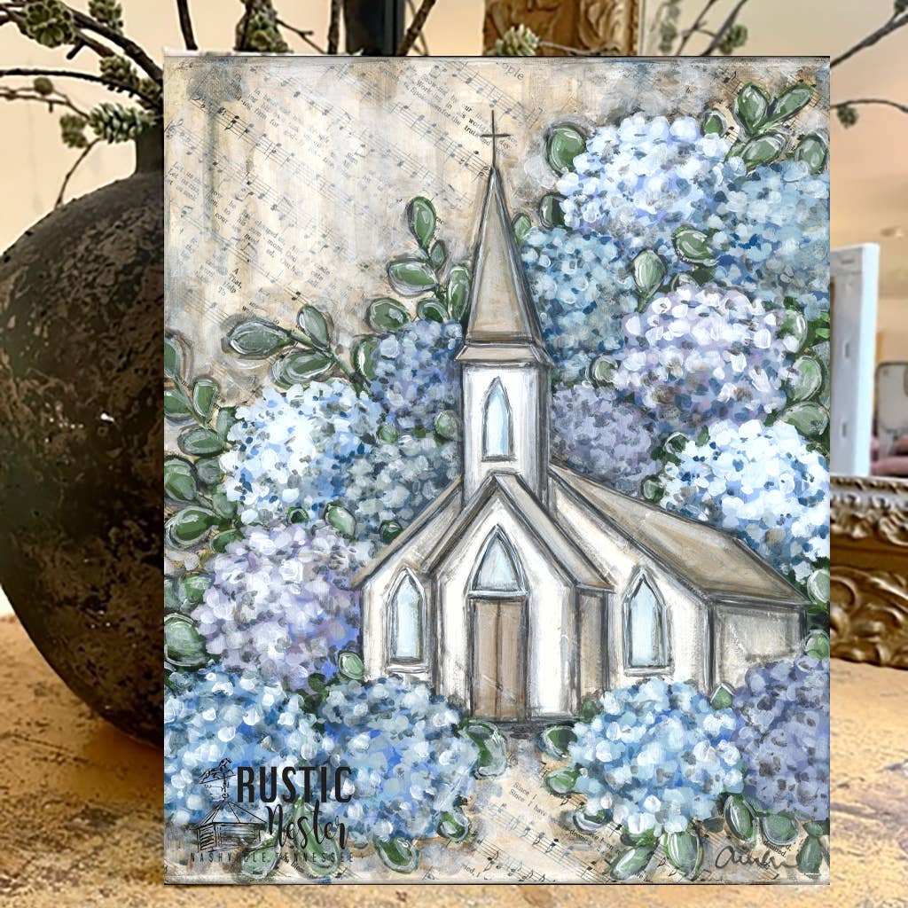 Blue Floral Canvas art print, Christian home decor, Wall art