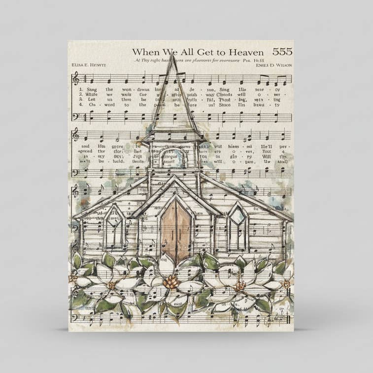 Old church song print, Church wall art, Spiritual home decor