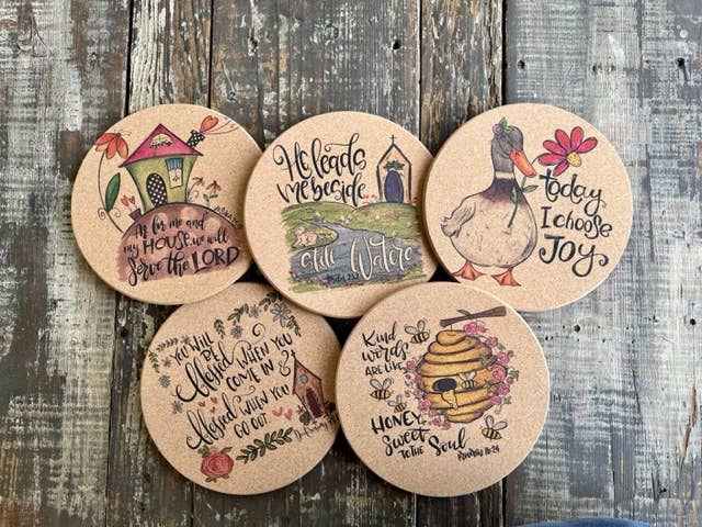 Cork heat trivet, Kitchen accessory, Christian Wedding gift