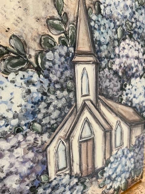 Blue Floral Canvas art print, Christian home decor, Wall art