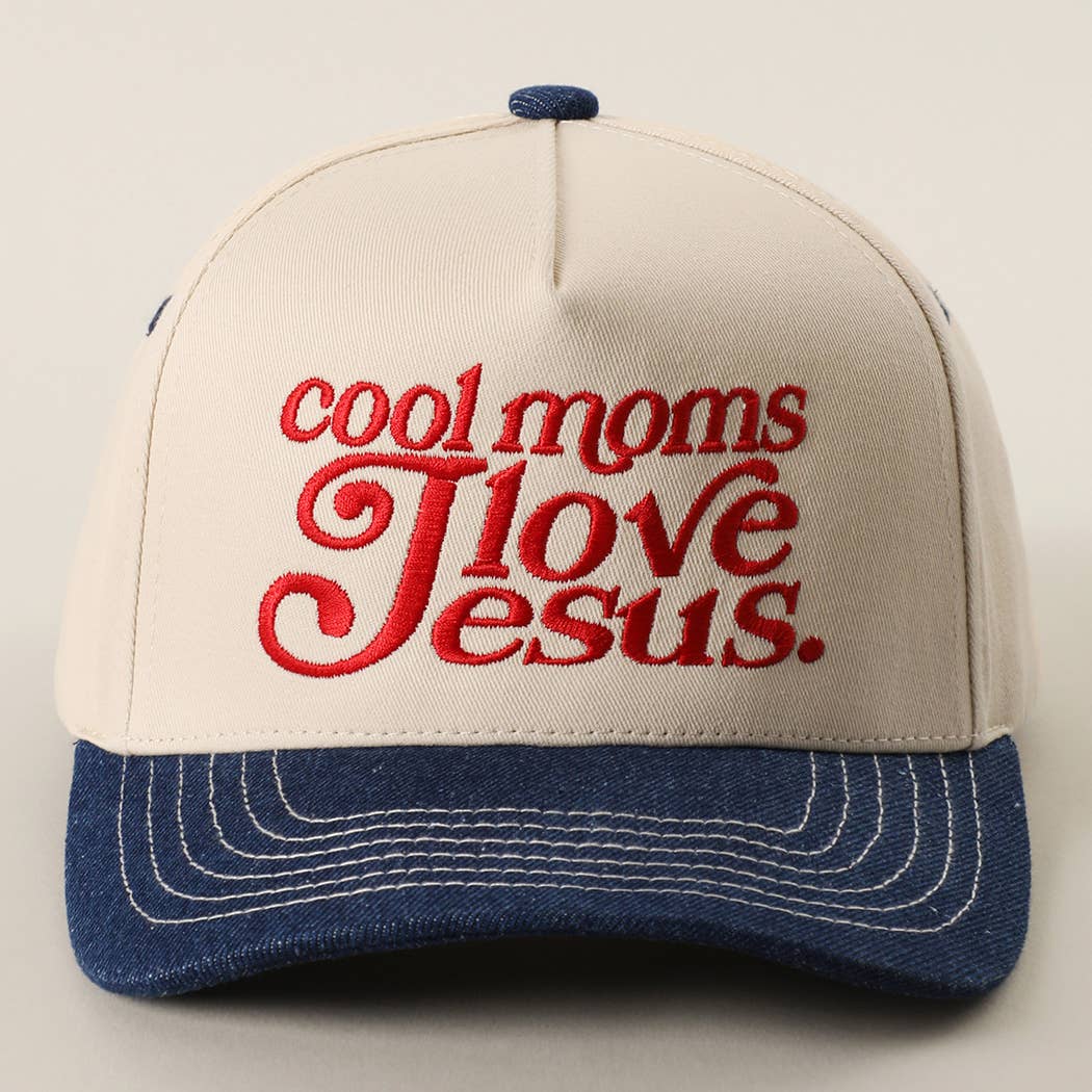 COOL MOMS LOVE JESUS Embroidery Two-Tone Trucker Hat