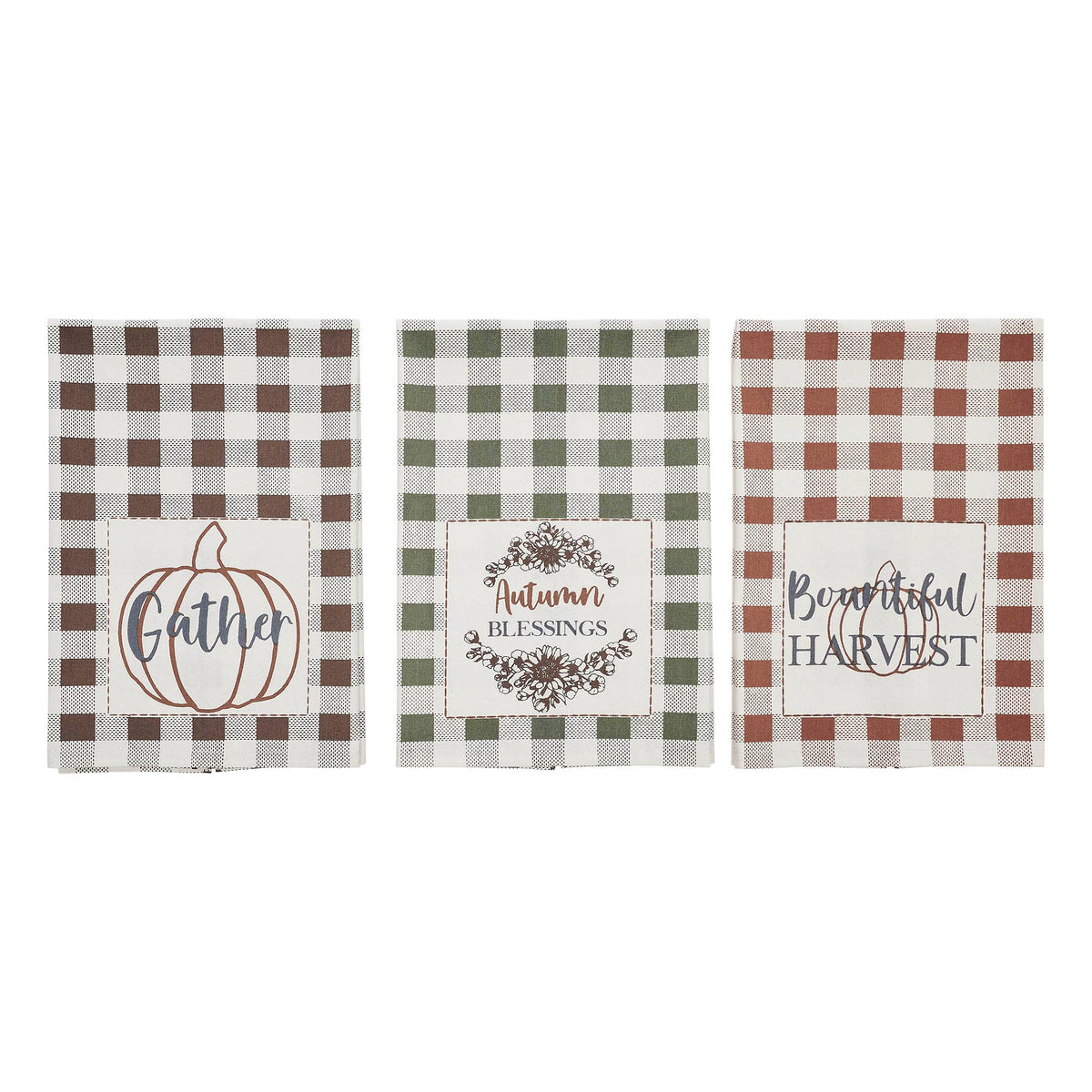 Fall Harvest Kitchen Tea Towels Set 19x28 Rustic Decor