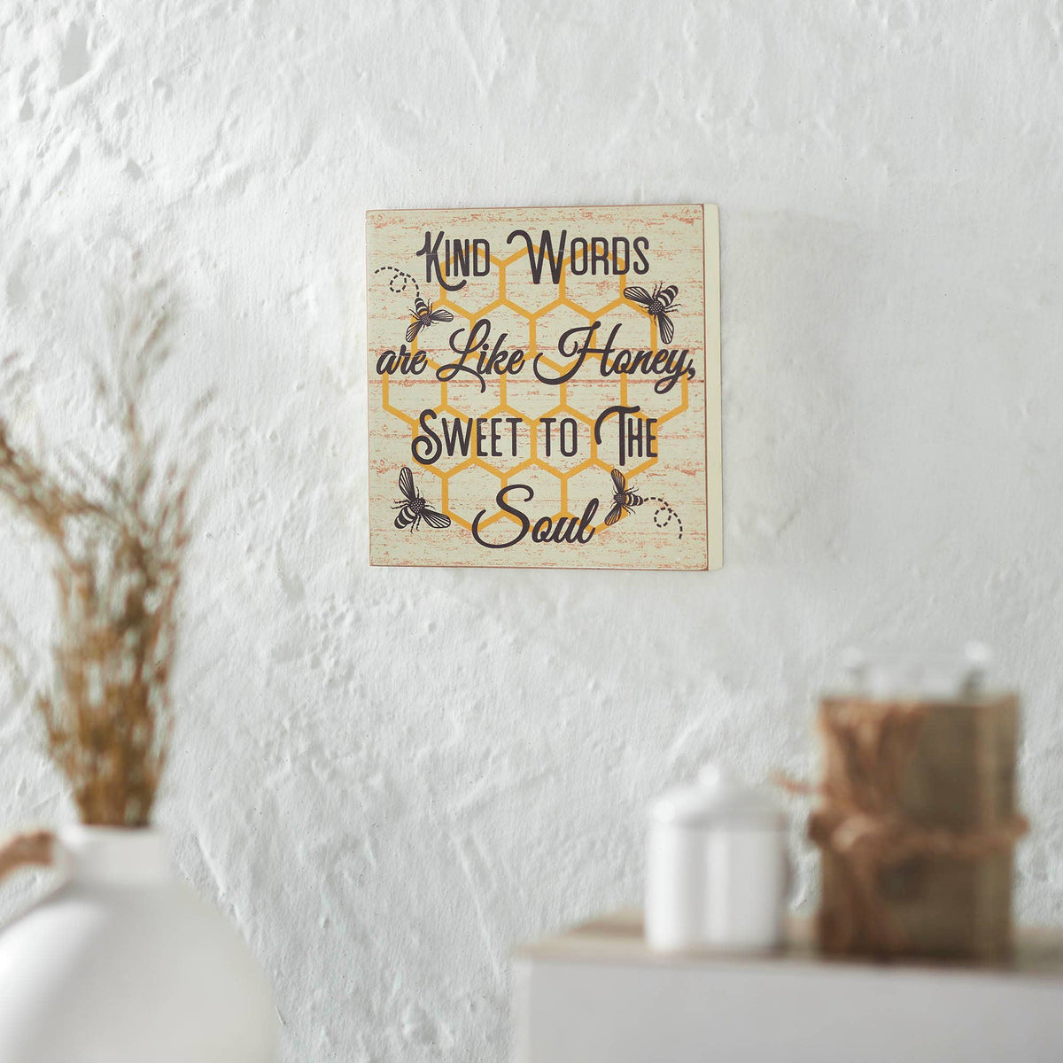 Buzzy Bees Kind Words MDF Block Sign 8x8